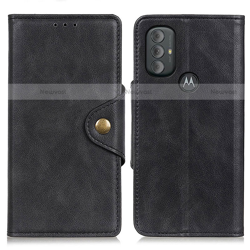 Leather Case Stands Flip Cover Holder N03P for Motorola Moto G Power (2022) Black