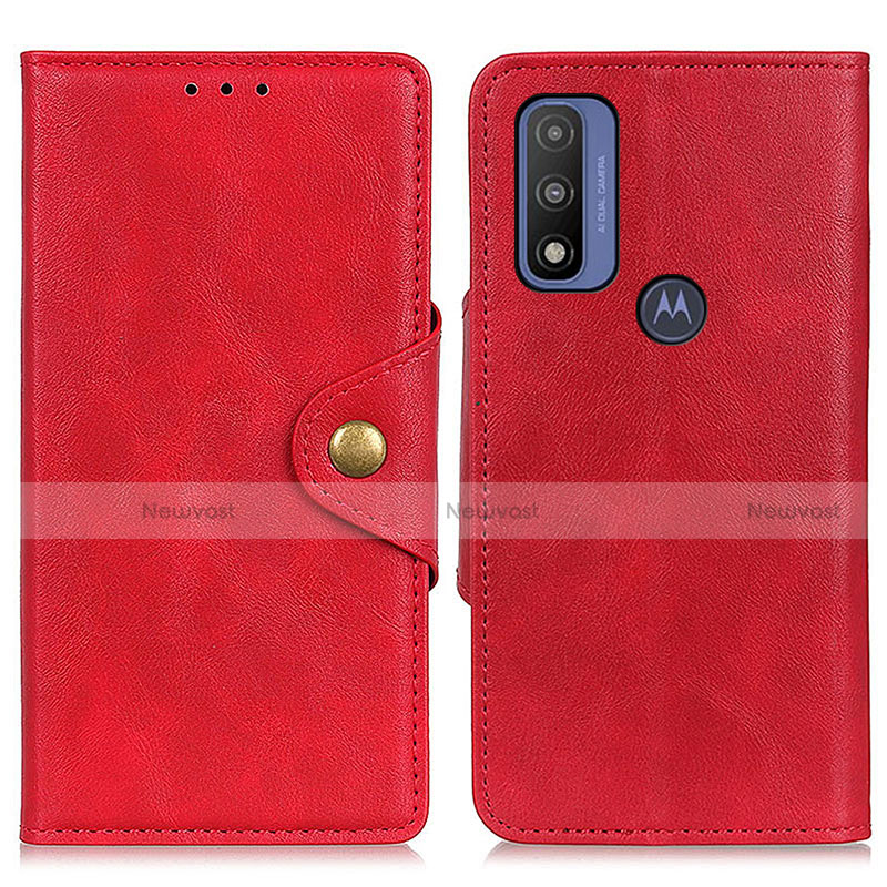 Leather Case Stands Flip Cover Holder N03P for Motorola Moto G Pure Red