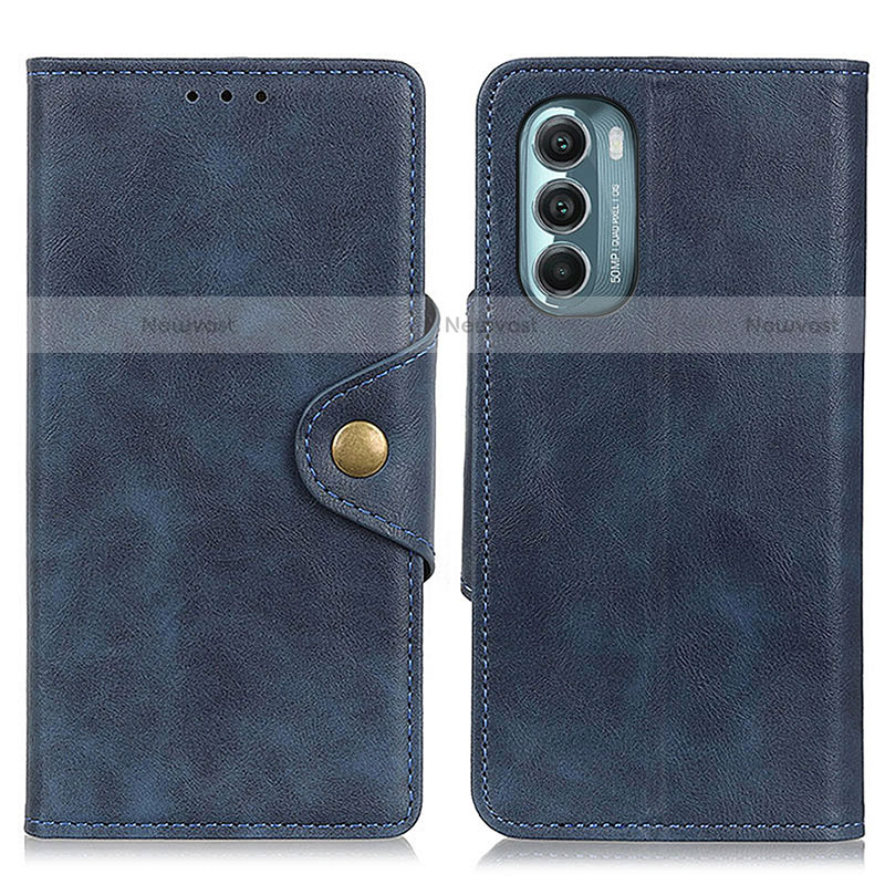 Leather Case Stands Flip Cover Holder N03P for Motorola Moto G Stylus (2022) 4G Blue