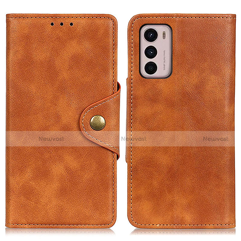 Leather Case Stands Flip Cover Holder N03P for Motorola Moto G42 Brown