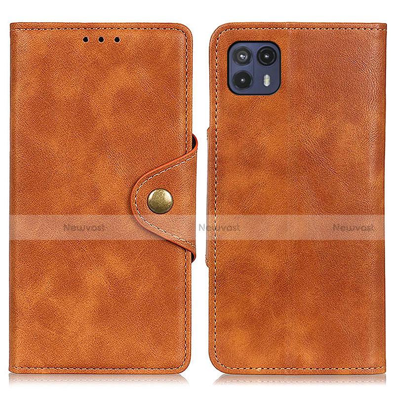 Leather Case Stands Flip Cover Holder N03P for Motorola Moto G50 5G Brown