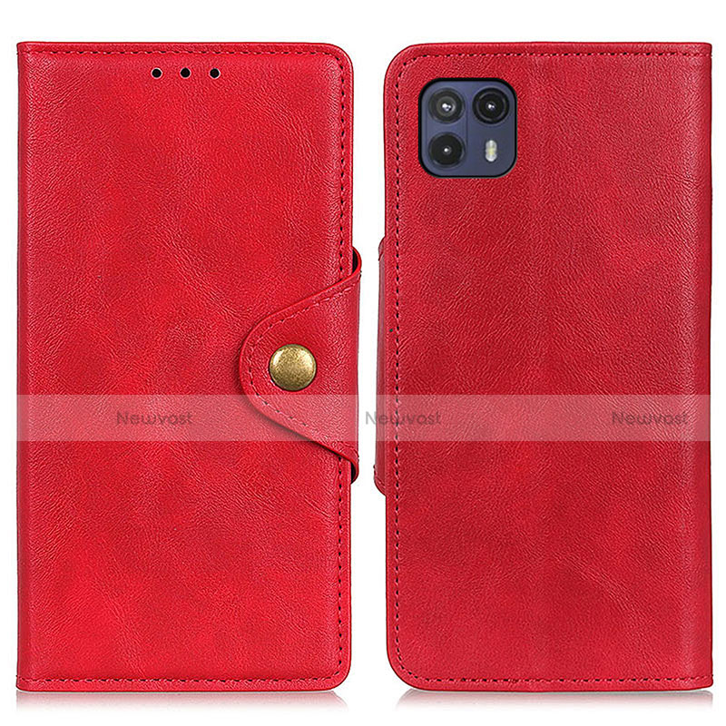 Leather Case Stands Flip Cover Holder N03P for Motorola Moto G50 5G Red