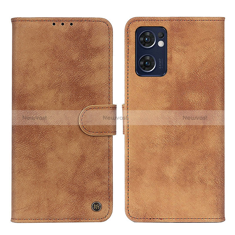 Leather Case Stands Flip Cover Holder N03P for OnePlus Nord CE 2 5G Brown