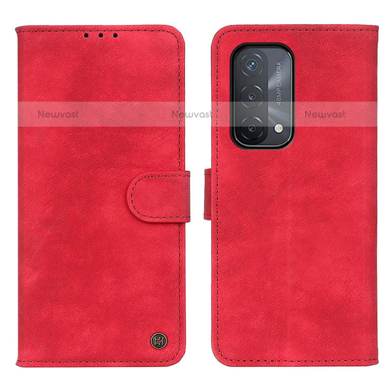 Leather Case Stands Flip Cover Holder N03P for Oppo A93 5G Red