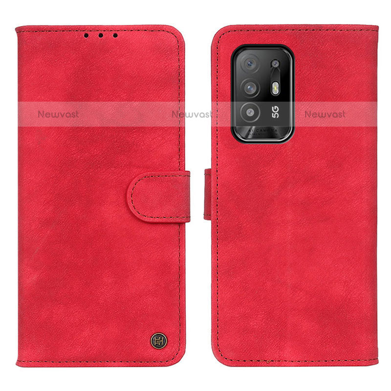 Leather Case Stands Flip Cover Holder N03P for Oppo A94 5G Red