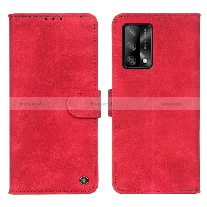 Leather Case Stands Flip Cover Holder N03P for Oppo A95 4G Red