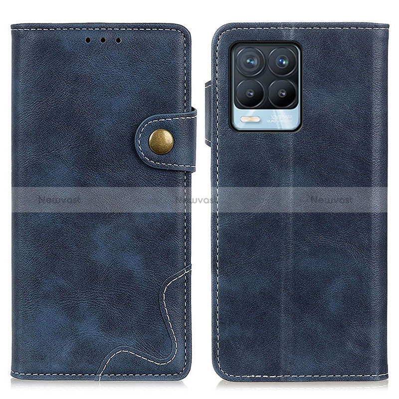 Leather Case Stands Flip Cover Holder N03P for Realme 8 4G Blue