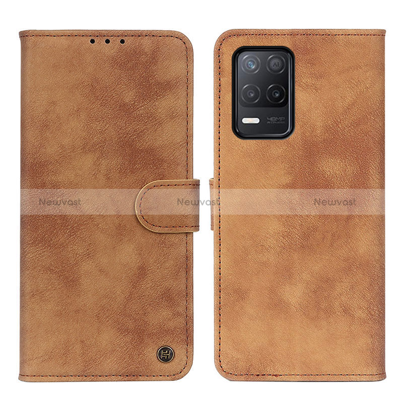 Leather Case Stands Flip Cover Holder N03P for Realme 9 5G India Brown