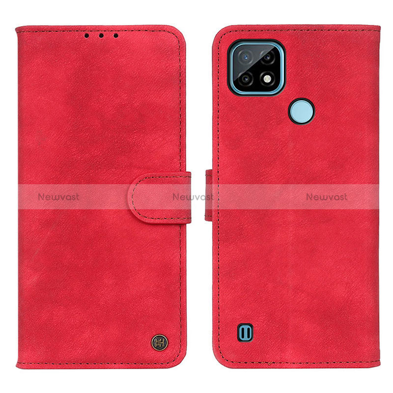 Leather Case Stands Flip Cover Holder N03P for Realme C21 Red