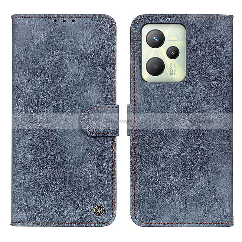 Leather Case Stands Flip Cover Holder N03P for Realme C35 Blue