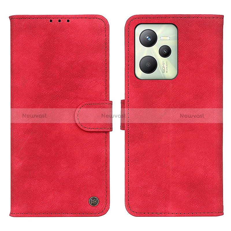 Leather Case Stands Flip Cover Holder N03P for Realme C35 Red