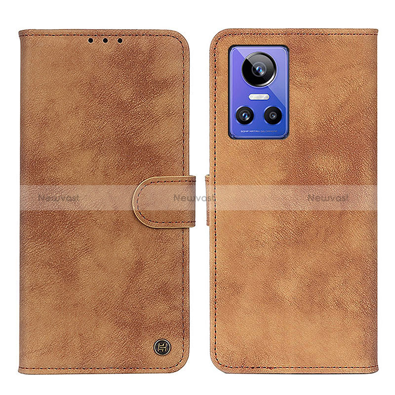 Leather Case Stands Flip Cover Holder N03P for Realme GT Neo3 5G Brown