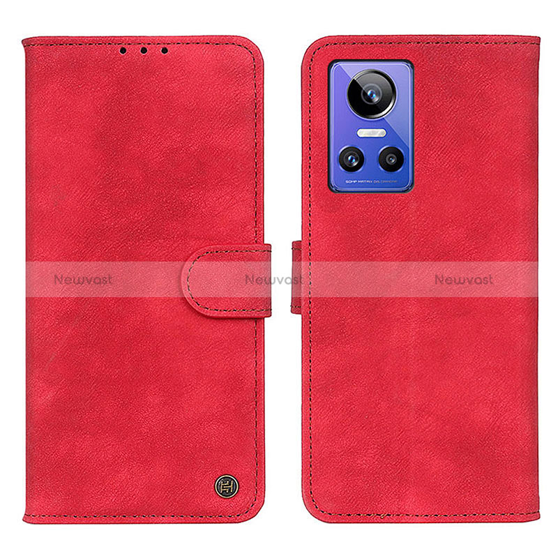 Leather Case Stands Flip Cover Holder N03P for Realme GT Neo3 5G Red