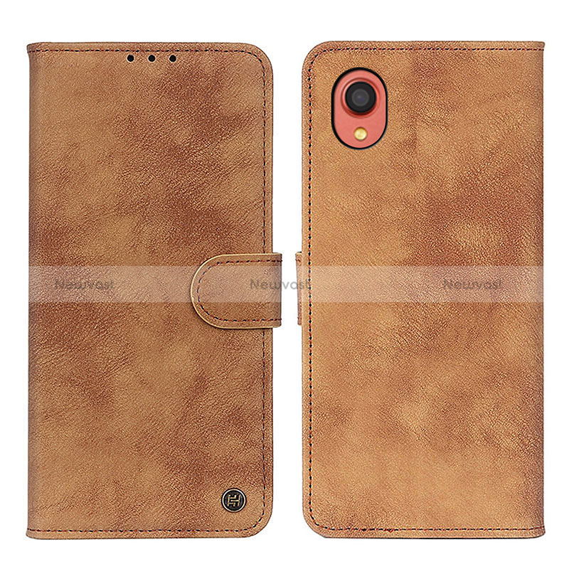 Leather Case Stands Flip Cover Holder N03P for Samsung Galaxy A22 5G SC-56B Brown