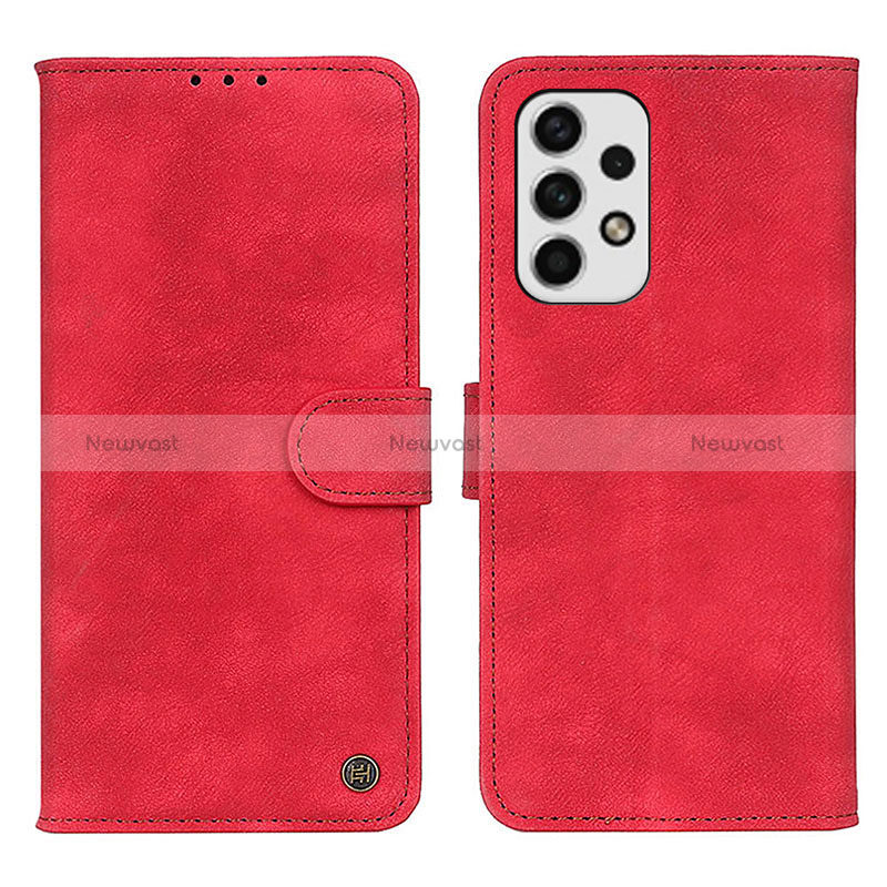 Leather Case Stands Flip Cover Holder N03P for Samsung Galaxy A23 4G Red