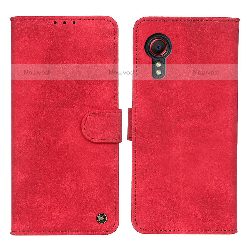 Leather Case Stands Flip Cover Holder N03P for Samsung Galaxy XCover 5 SM-G525F Red