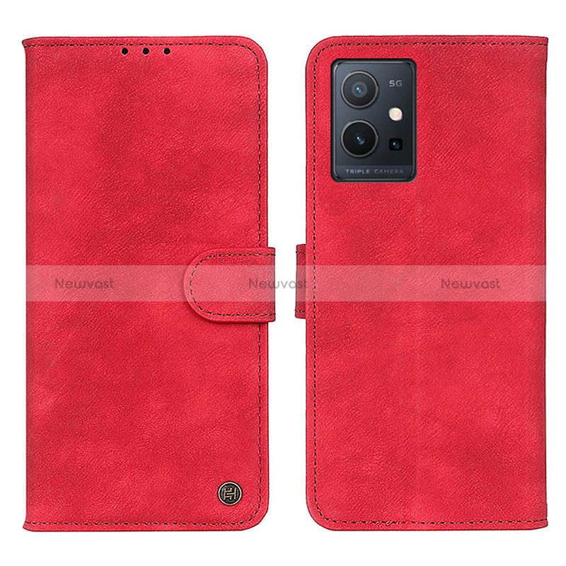 Leather Case Stands Flip Cover Holder N03P for Vivo Y30 5G Red