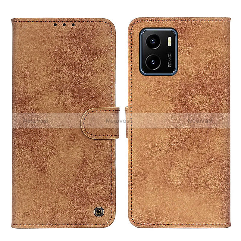 Leather Case Stands Flip Cover Holder N03P for Vivo Y32t Brown
