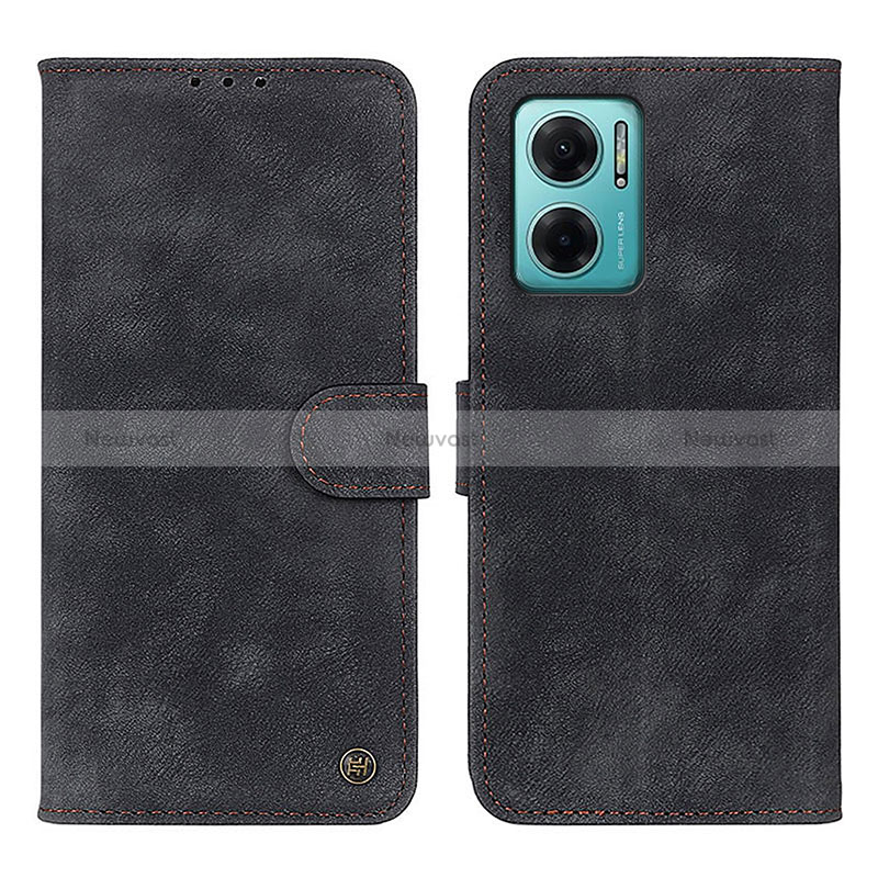 Leather Case Stands Flip Cover Holder N03P for Xiaomi Redmi 10 5G Black