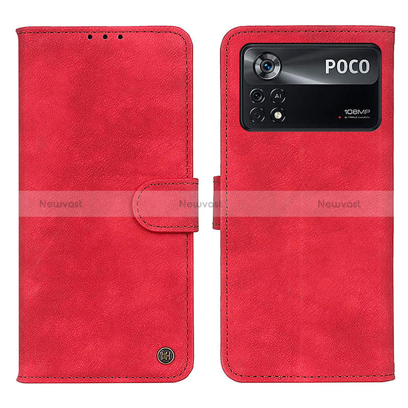 Leather Case Stands Flip Cover Holder N03P for Xiaomi Redmi Note 11E Pro 5G Red