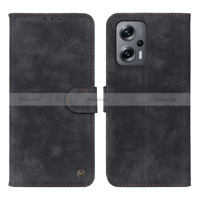 Leather Case Stands Flip Cover Holder N03P for Xiaomi Redmi Note 11T Pro+ Plus 5G Black