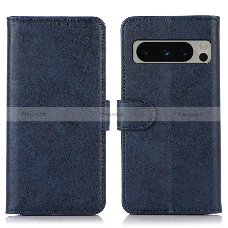 Leather Case Stands Flip Cover Holder N04P for Google Pixel 8 Pro 5G Blue
