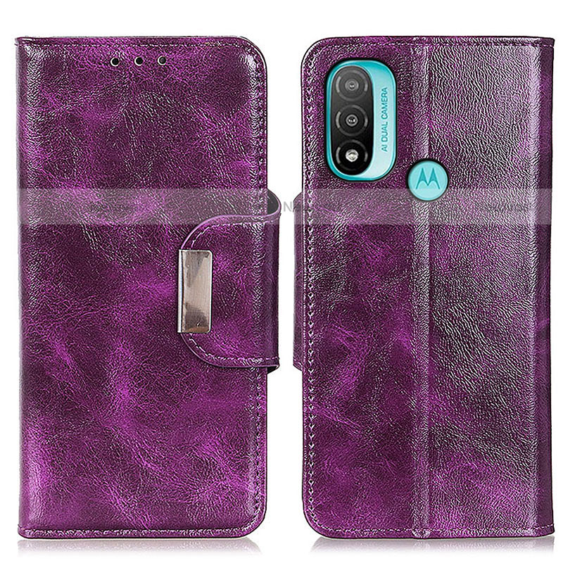 Leather Case Stands Flip Cover Holder N04P for Motorola Moto E30 Purple