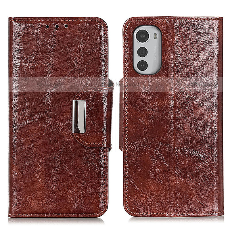 Leather Case Stands Flip Cover Holder N04P for Motorola Moto E32