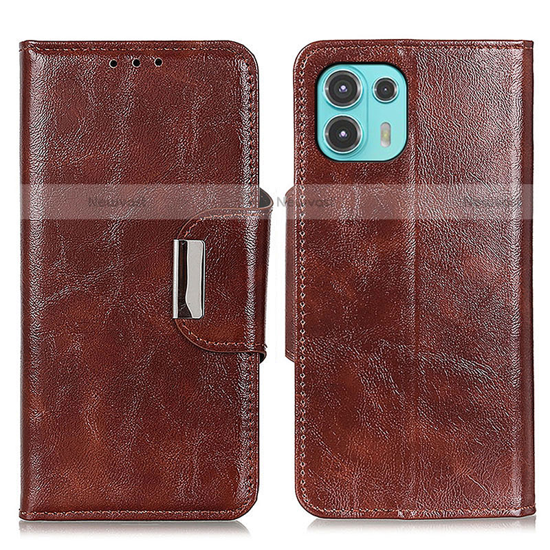 Leather Case Stands Flip Cover Holder N04P for Motorola Moto Edge 20 Lite 5G Brown