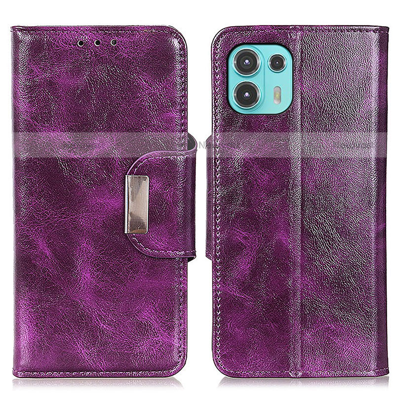 Leather Case Stands Flip Cover Holder N04P for Motorola Moto Edge 20 Lite 5G Purple