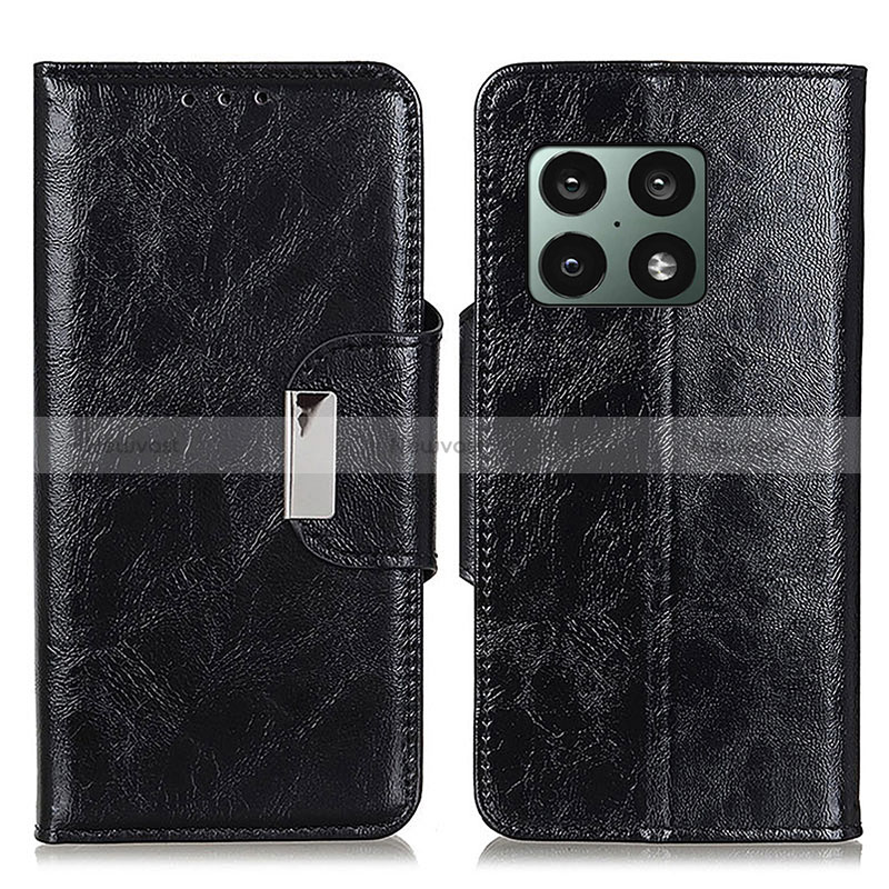 Leather Case Stands Flip Cover Holder N04P for OnePlus 10 Pro 5G Black