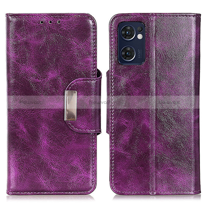 Leather Case Stands Flip Cover Holder N04P for OnePlus Nord CE 2 5G Purple