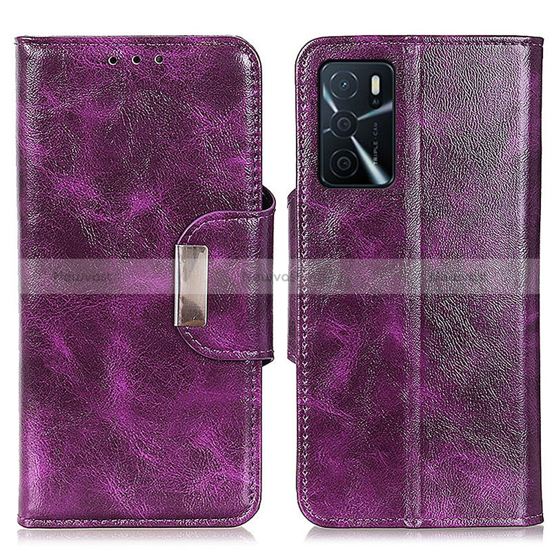 Leather Case Stands Flip Cover Holder N04P for Oppo A16s Purple