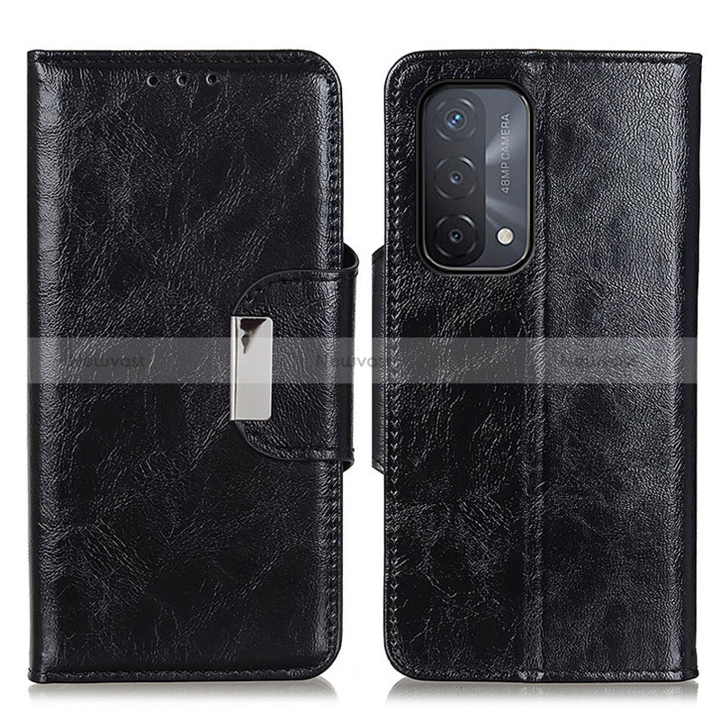 Leather Case Stands Flip Cover Holder N04P for Oppo A74 5G