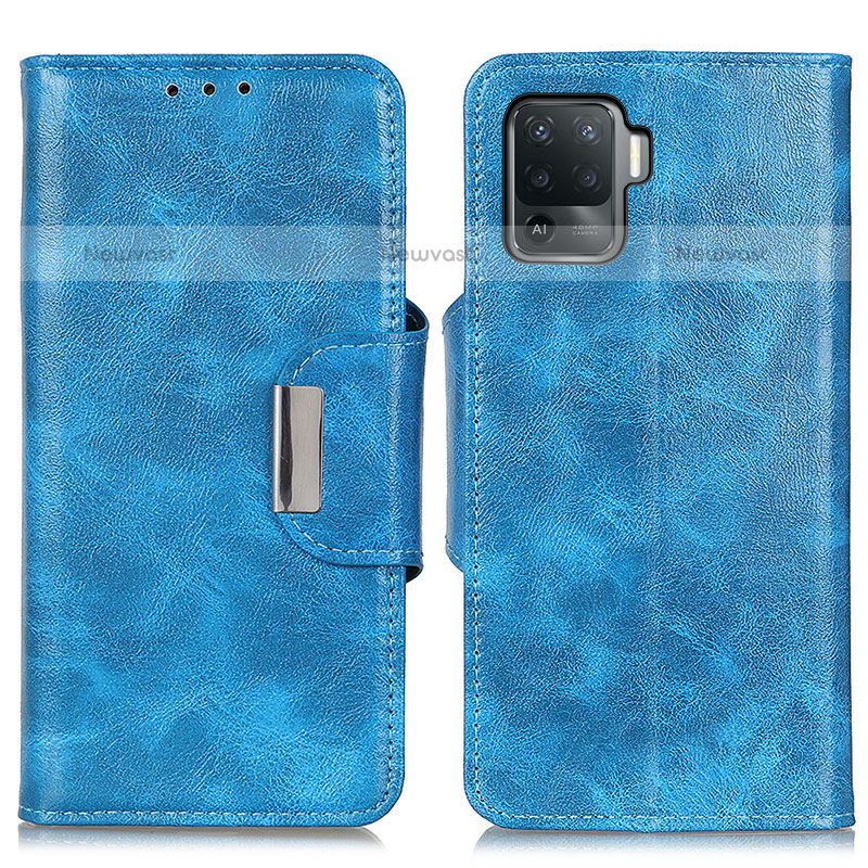 Leather Case Stands Flip Cover Holder N04P for Oppo A94 4G Sky Blue