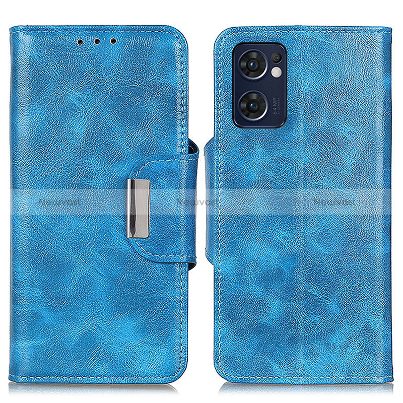 Leather Case Stands Flip Cover Holder N04P for Oppo Find X5 Lite 5G Sky Blue