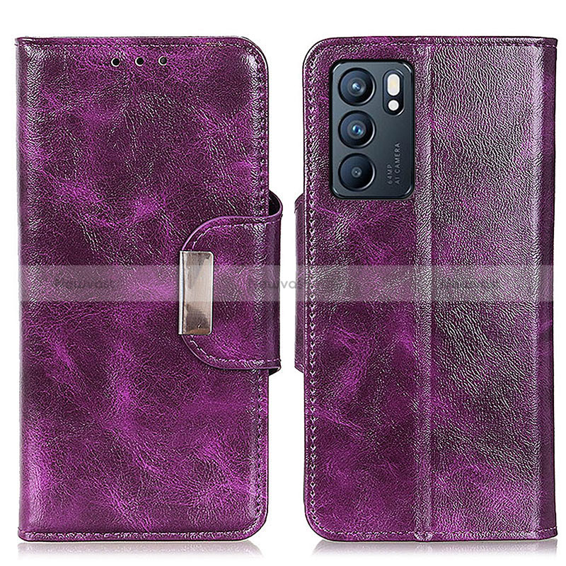 Leather Case Stands Flip Cover Holder N04P for Oppo Reno6 5G