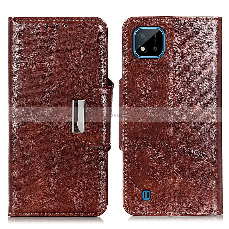 Leather Case Stands Flip Cover Holder N04P for Realme C11 (2021) Brown