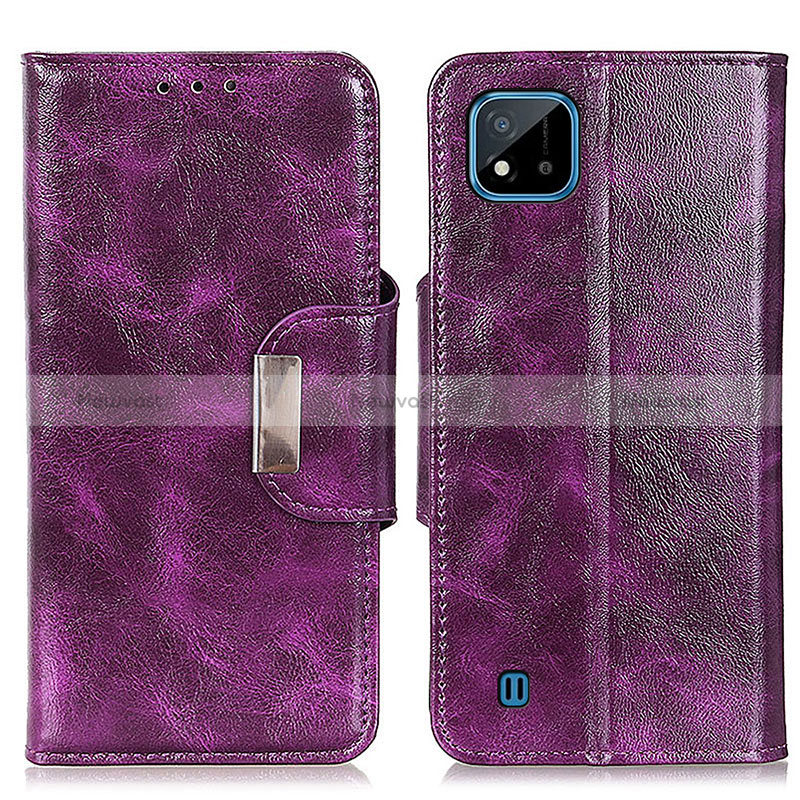 Leather Case Stands Flip Cover Holder N04P for Realme C20 Purple