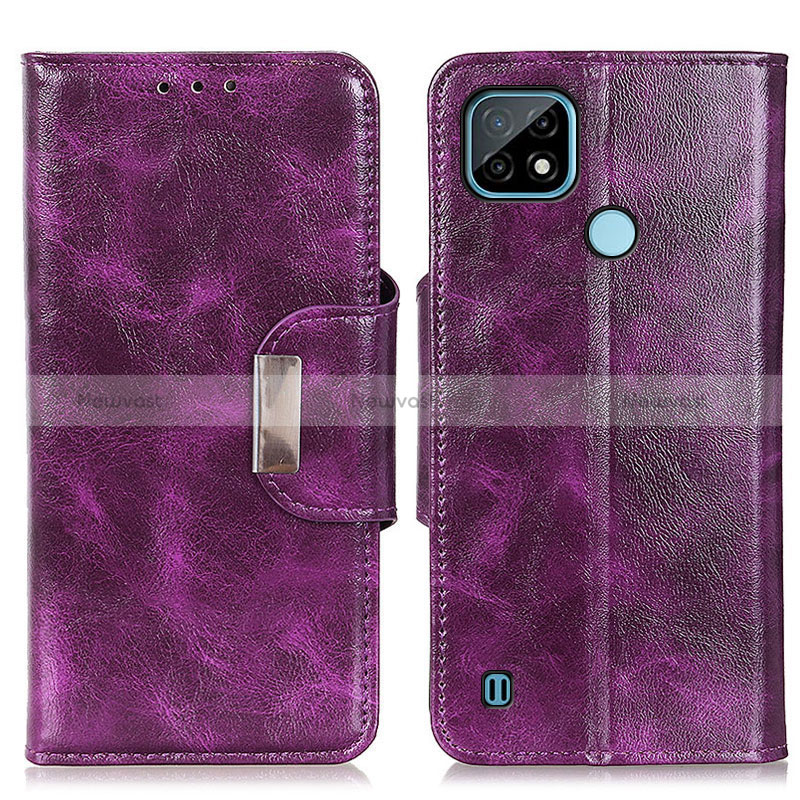 Leather Case Stands Flip Cover Holder N04P for Realme C21 Purple