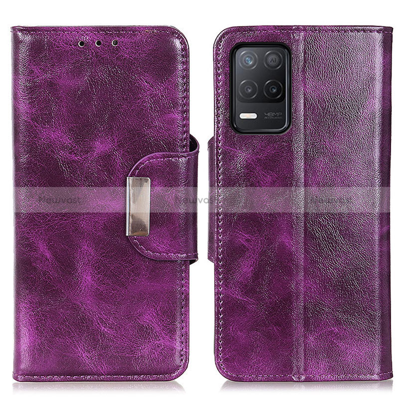 Leather Case Stands Flip Cover Holder N04P for Realme Q3 5G Purple