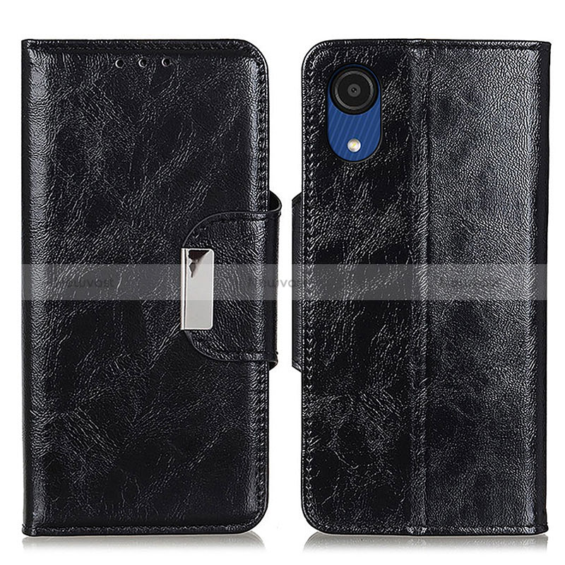 Leather Case Stands Flip Cover Holder N04P for Samsung Galaxy A03 Core Black