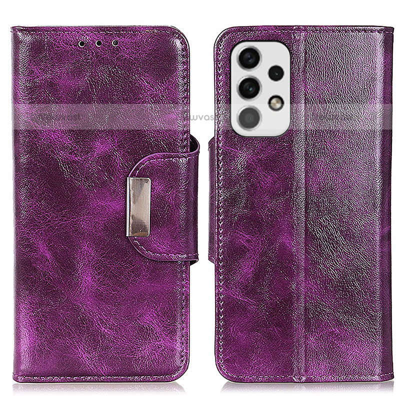 Leather Case Stands Flip Cover Holder N04P for Samsung Galaxy A23 5G Purple