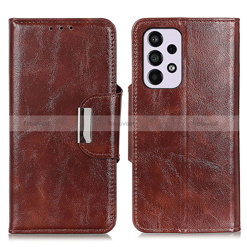 Leather Case Stands Flip Cover Holder N04P for Samsung Galaxy A33 5G Brown