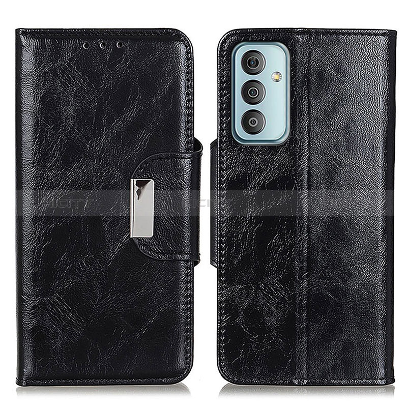 Leather Case Stands Flip Cover Holder N04P for Samsung Galaxy F23 5G Black