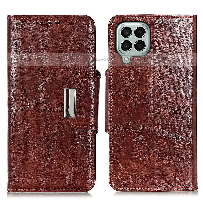 Leather Case Stands Flip Cover Holder N04P for Samsung Galaxy M33 5G Brown