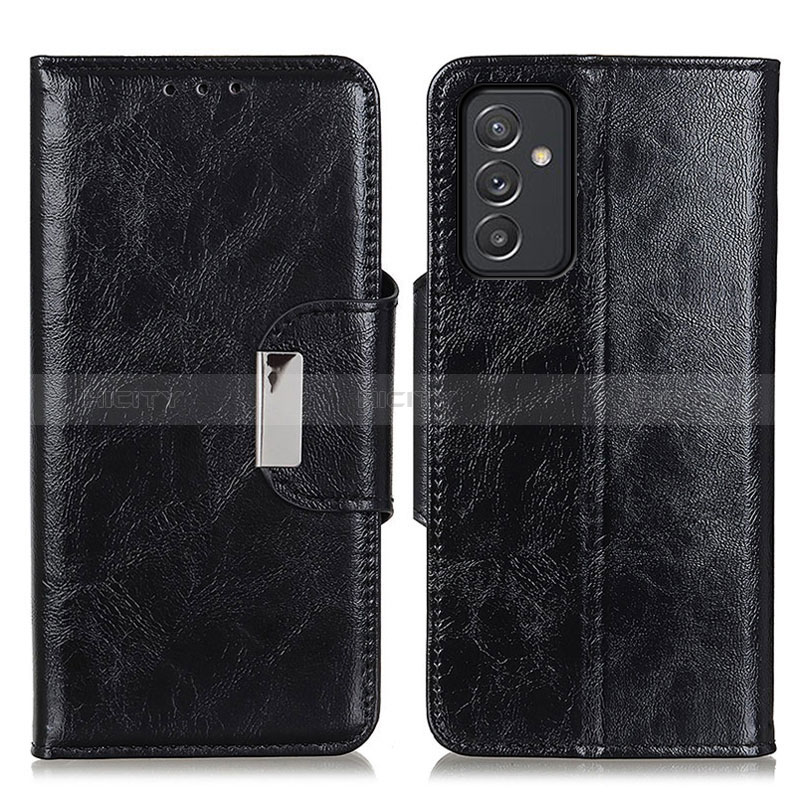 Leather Case Stands Flip Cover Holder N04P for Samsung Galaxy M34 5G Black