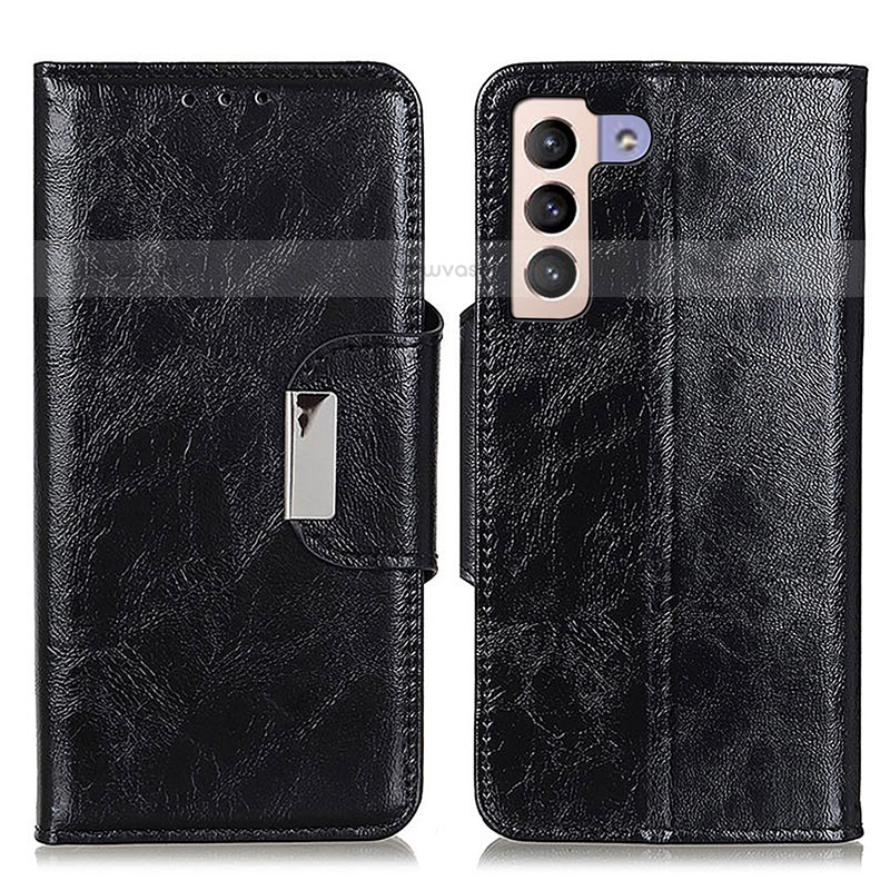 Leather Case Stands Flip Cover Holder N04P for Samsung Galaxy S21 5G Black