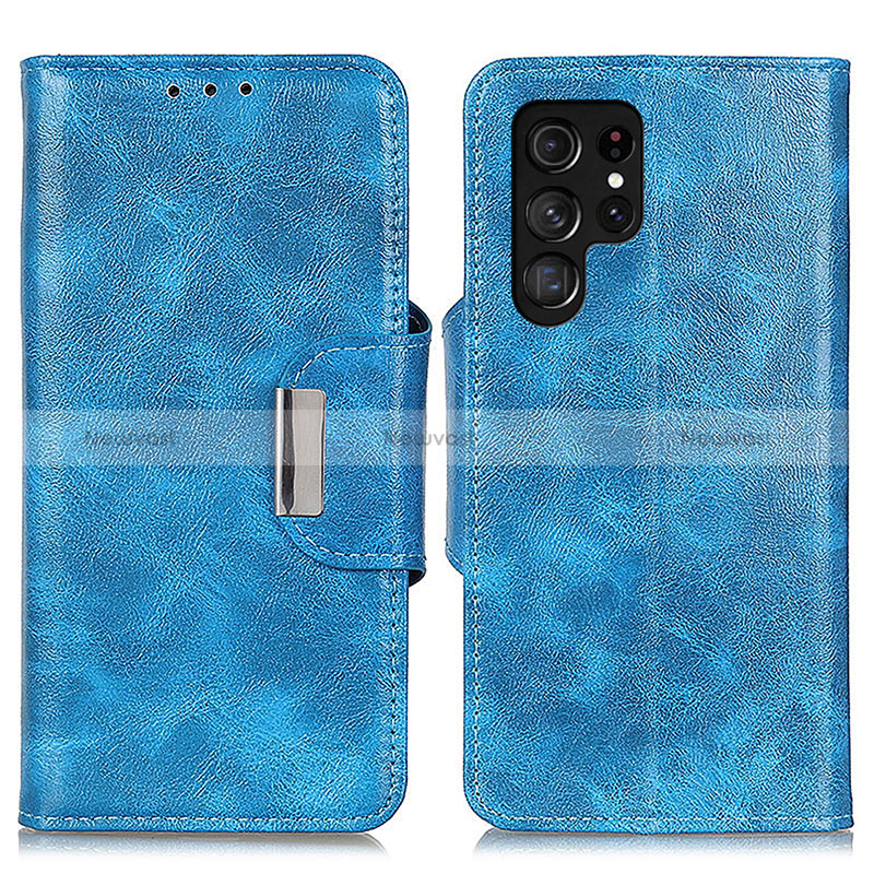 Leather Case Stands Flip Cover Holder N04P for Samsung Galaxy S24 Ultra 5G Sky Blue