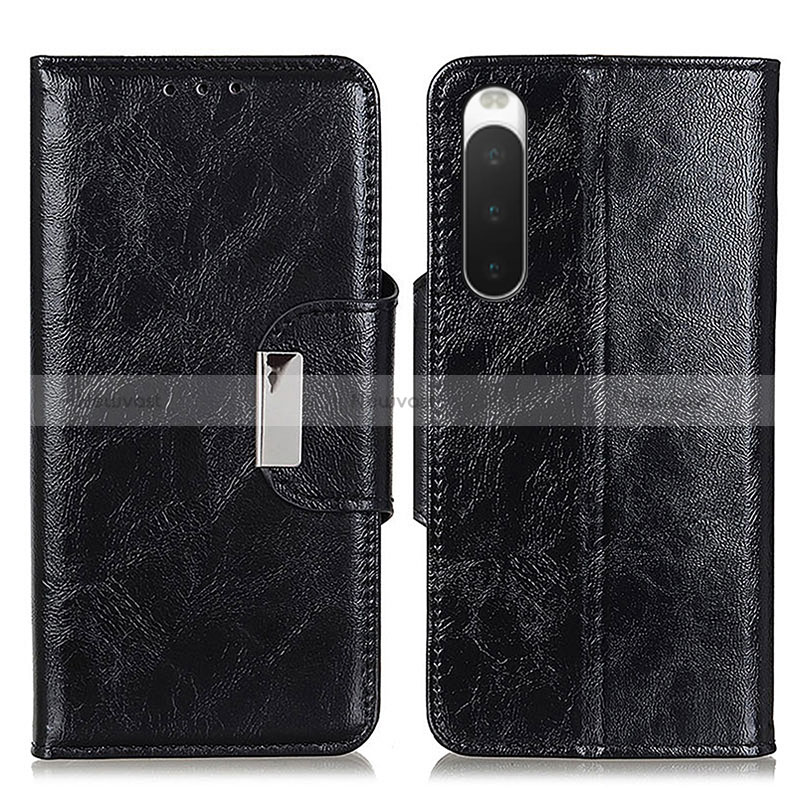 Leather Case Stands Flip Cover Holder N04P for Sony Xperia 10 IV SOG07 Black